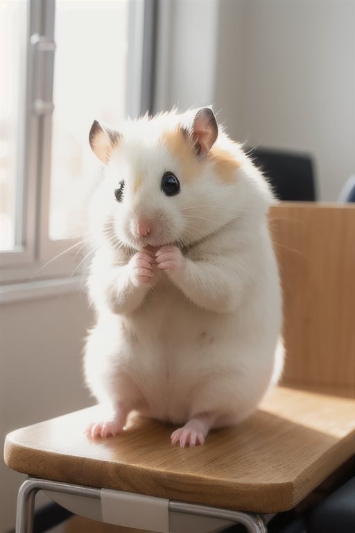 sitting in office wearing shirt, no human,White Hamster,cutie,Detail,white wings,white 