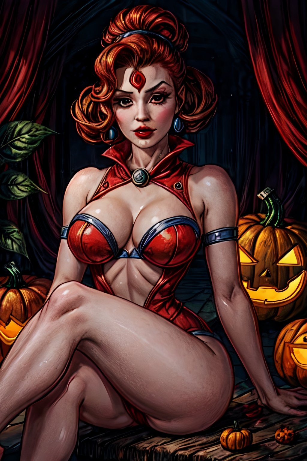 1girls breasts cleavage female female_only looking_at_viewer masters_of_the_universe pumpkinsinclair seductive seductive_look solo teela