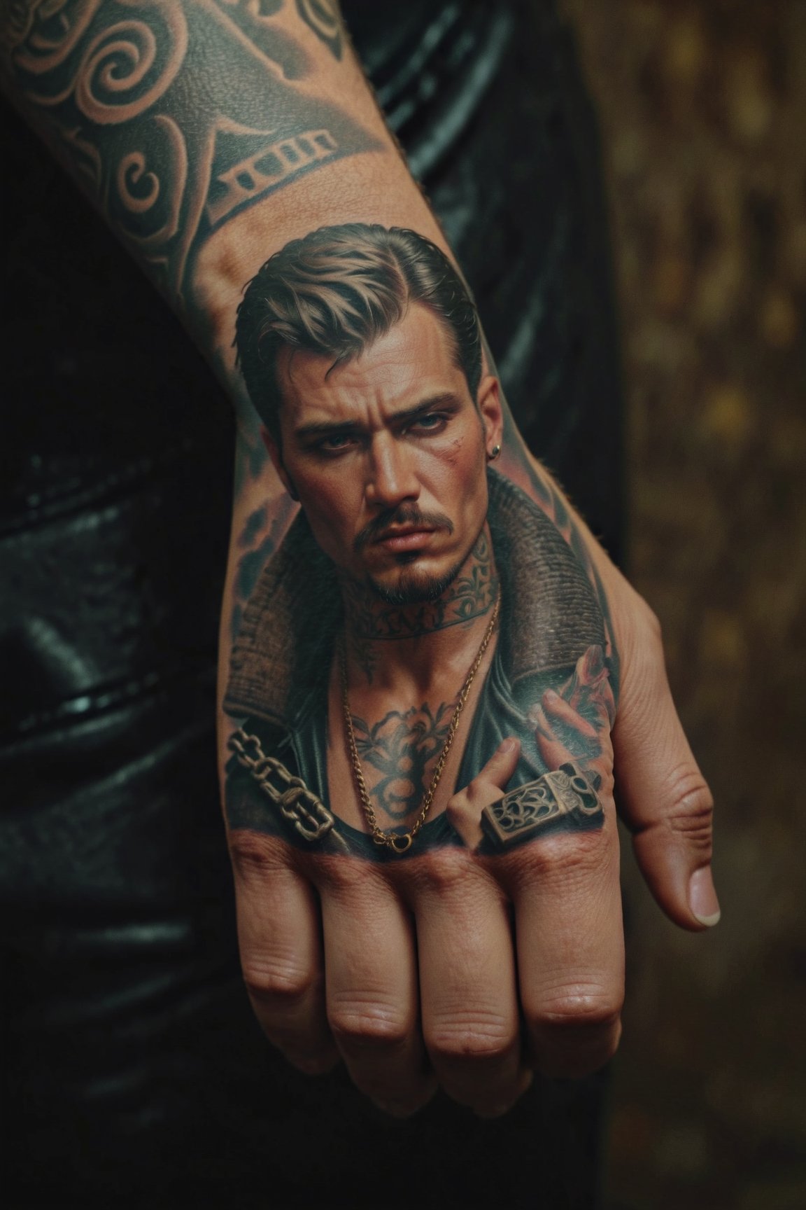 masterpiece, excellent quality, 8k, realistic and detailed hand, with tattoos, rapper style, photorealistic, highly detailed, photo blurry, intricate, incredibly detailed, super detailed, gangster texture, detailed, crazy, soft lighting and shadows