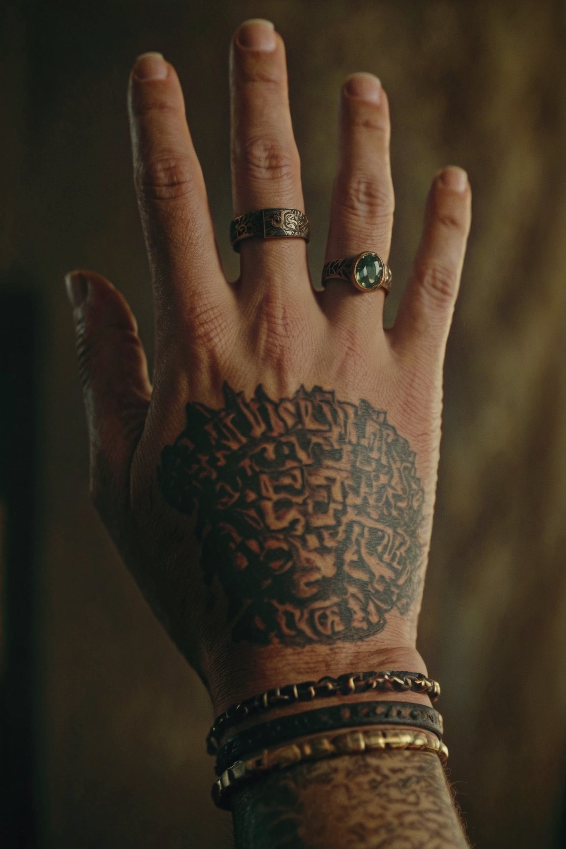 masterpiece, excellent quality, 8k, realistic and detailed hand, with tattoos text, rapper style, photorealistic, highly detailed, photo blurry, intricate, incredibly detailed, super detailed, gangster texture, detailed, crazy, soft lighting and shadows