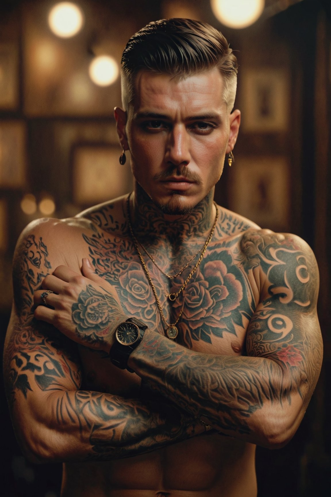 masterpiece, excellent quality, 8k, realistic and detailed hand, with tattoos, rapper style, photorealistic, highly detailed, photo blurry, intricate, incredibly detailed, super detailed, gangster texture, detailed, crazy, soft lighting and shadows
