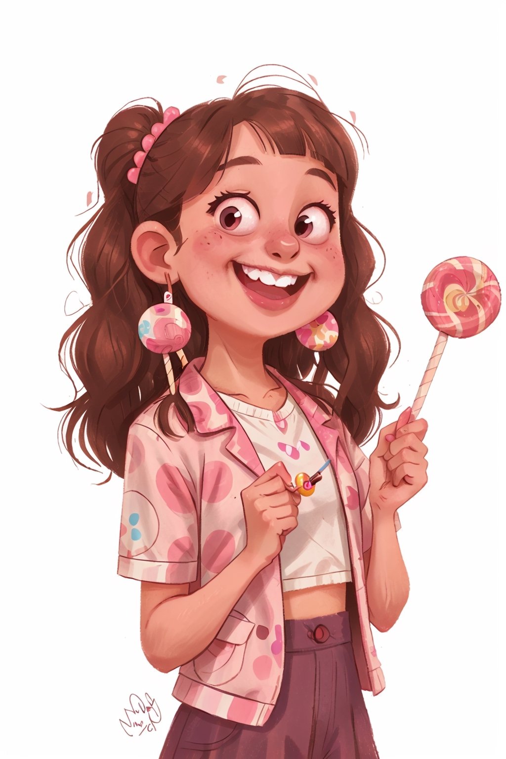 a happy girl with a lollipop