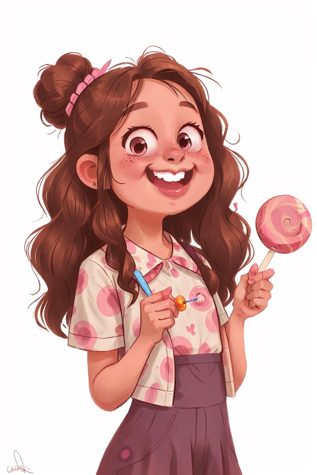 a happy girl with a lollipop