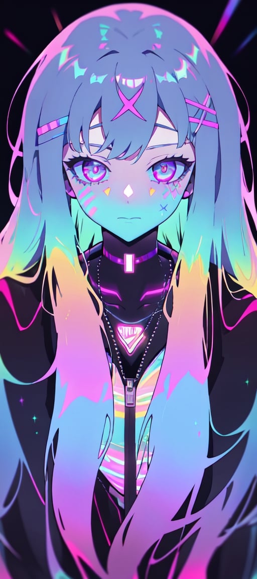 xxmixgirl, 1girl beautiful, flowing rainbow colored holographic background. Keywords: nike, holographic, iridescent, vaporwave, fluid., ,candystyle,r1ge,Detailedface,1 girl
