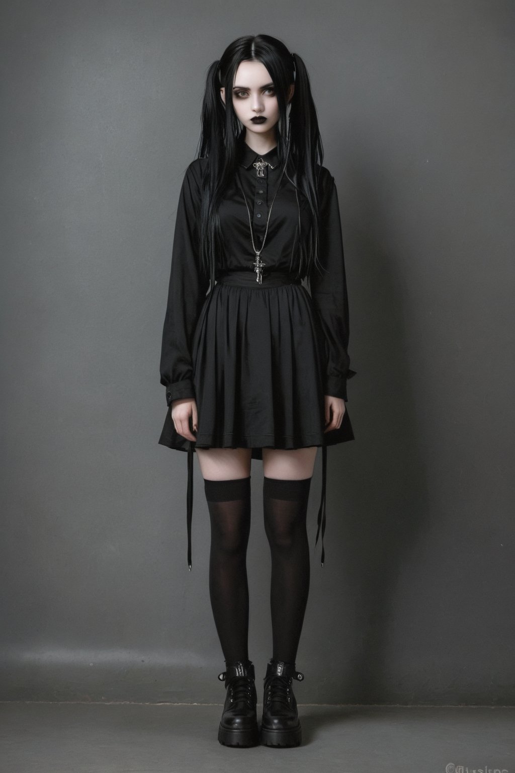 goth girl, fullbody, grey theme, txznf,