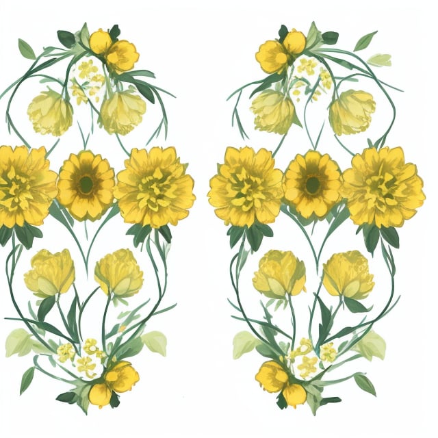 seamless minimalist yellow floral repeated design