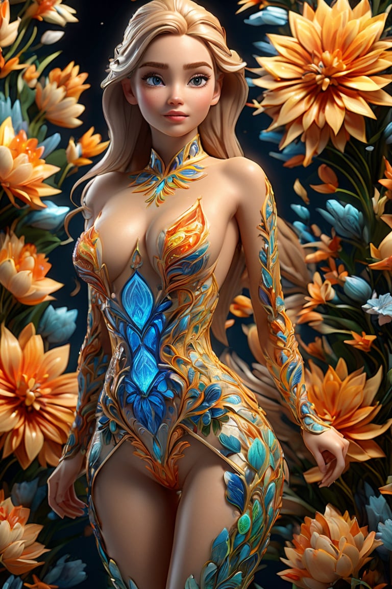 frozen nature, Incorporate elements like flowers, leaves, animals, and other natural patterns to create a unique and intricate design, symmetrical,perfect_symmetry, subsurface scattering, transparent, translucent skin, glow, bloom, Bioluminescent liquid,3d style,cyborg style,Movie Still, warm color, vibrant, volumetric light,3d


standing and with a big ass, big and voluptuous breasts, sensual and erotic, front view, with a large and erotic sex, nude, full body, front view