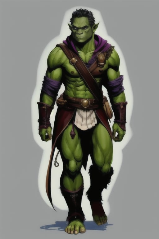 dungeons and dragons full body simple character concept digital of a half orc walking on four feets
