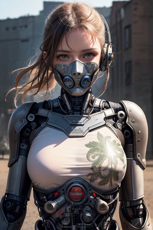 editorial photography,super detailed background,Super realistic,double exposure,depth of field,beauty vibes,soft focus tone,narrative scene,skinny,latex cyborg with a Detailed camouflage paisley pattern body,military training in progress,in action,Maschinen Krieger,emblem,