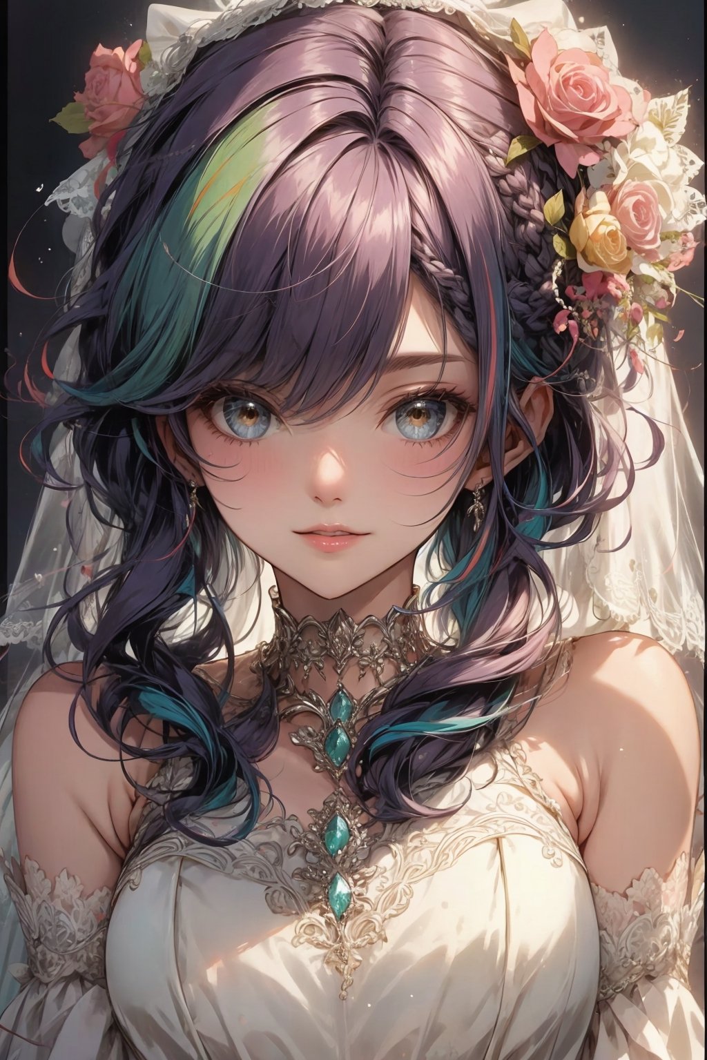 21st century bridal, multi-colored hair