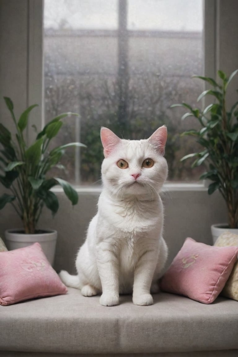 (best quality, epic masterpiece:1.3), (manga style), Illustrate a fluffy, playful, curious, and affectionate cat in a cozy living room setting, depicted in a chibi manga art style. The background should feature comfortable furniture, such as a plush sofa or armchair, adorned with colorful cushions. Sunlight streaming through a window adds a warm glow to the scene, while potted plants and shelves filled with toys enhance the playful atmosphere. The cat, with its expressive eyes and playful demeanor, could be seen perched on the back of the sofa or peering curiously out the window, engaging with its surroundings. This charming scene invites viewers into a whimsical world where the joy of companionship and relaxation with a beloved pet is celebrated ,more detail XL ,APEX colourful ,more detail XL,SHOE 