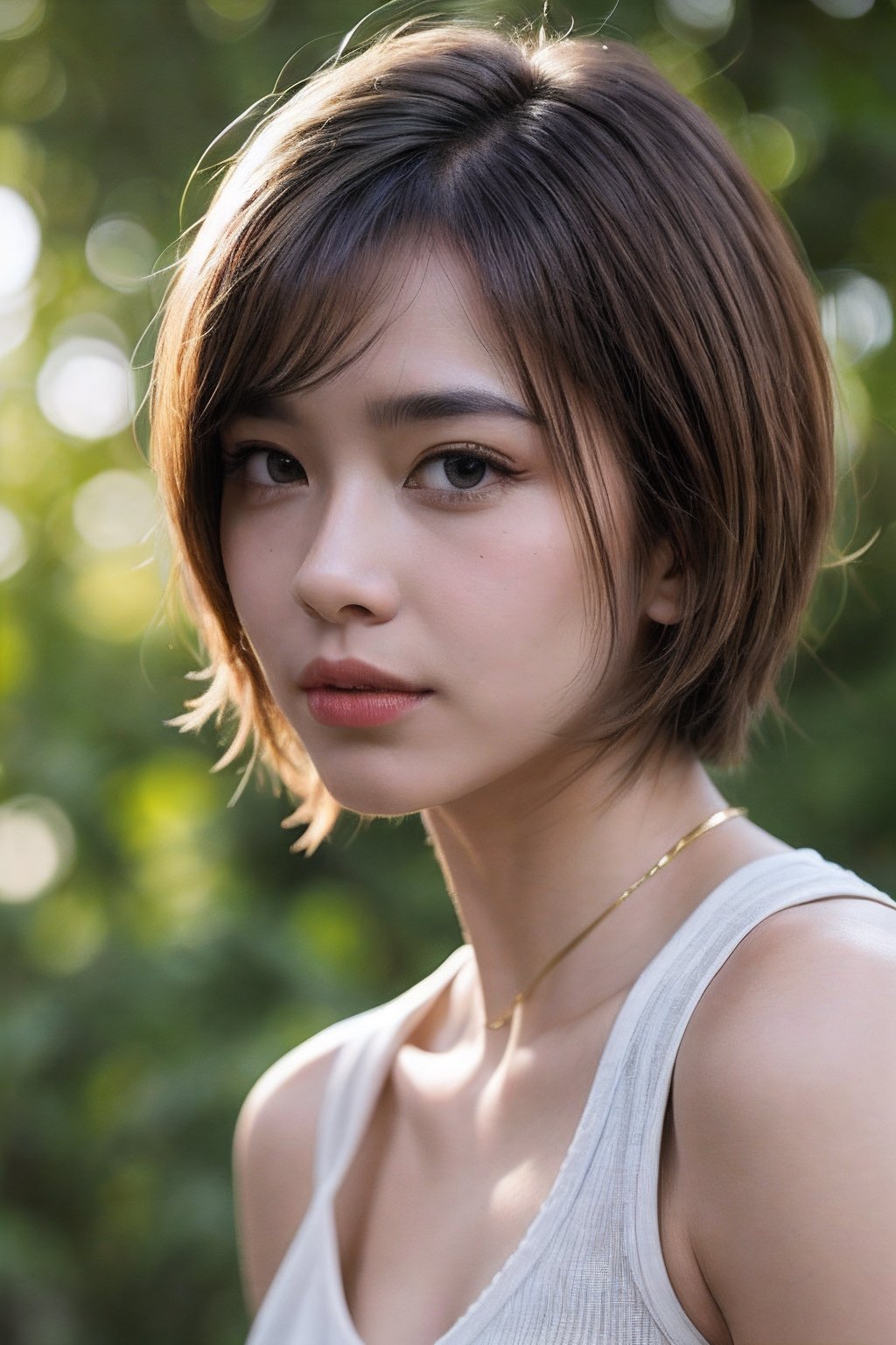 Realistic, Beautiful Gold short hair ,teenager,solo 
