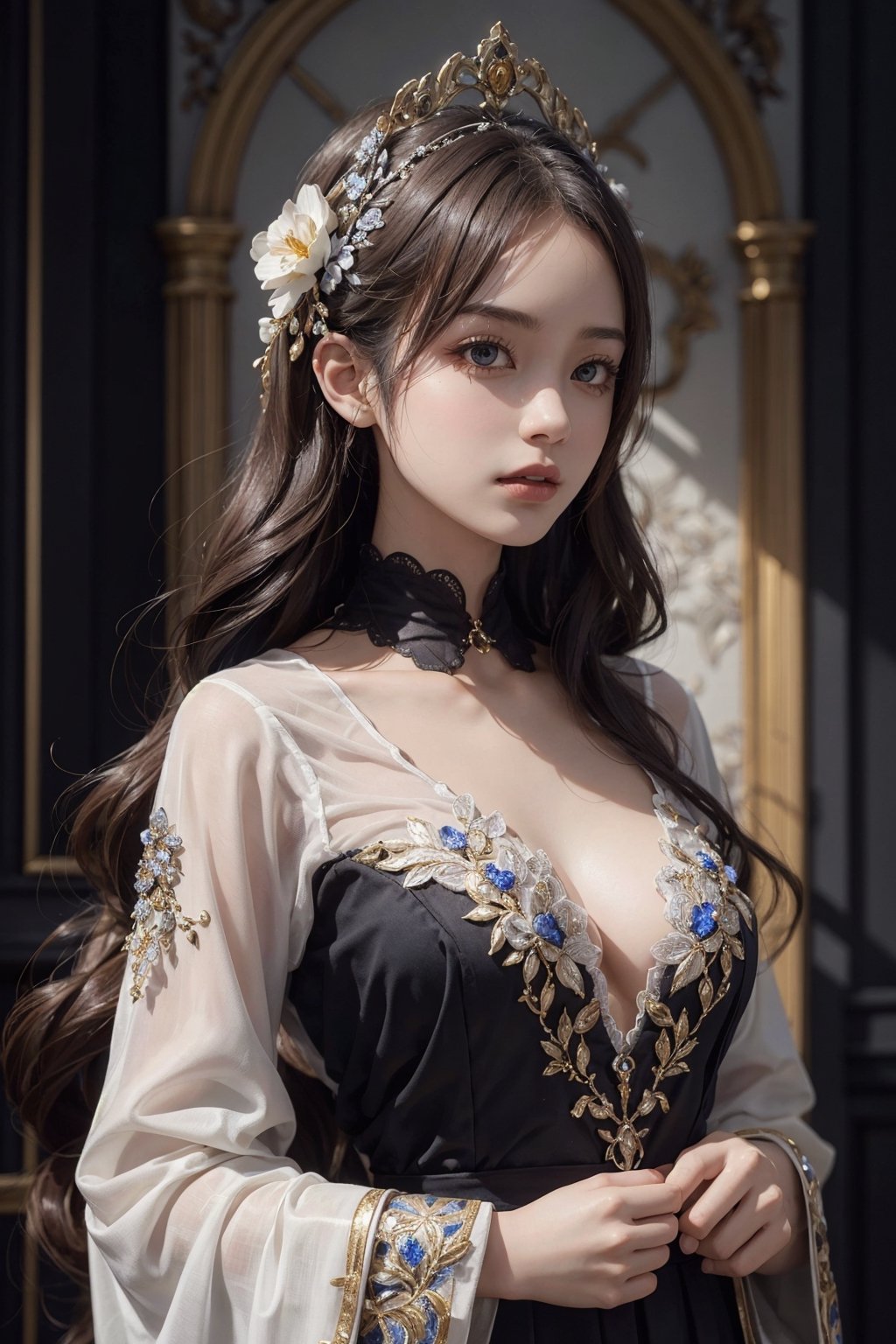 a girl,beautiful,elegant,wearing intricately detailed clothes,((hyperdetailed:1.2)),fantasy,high quality,extremely detailed