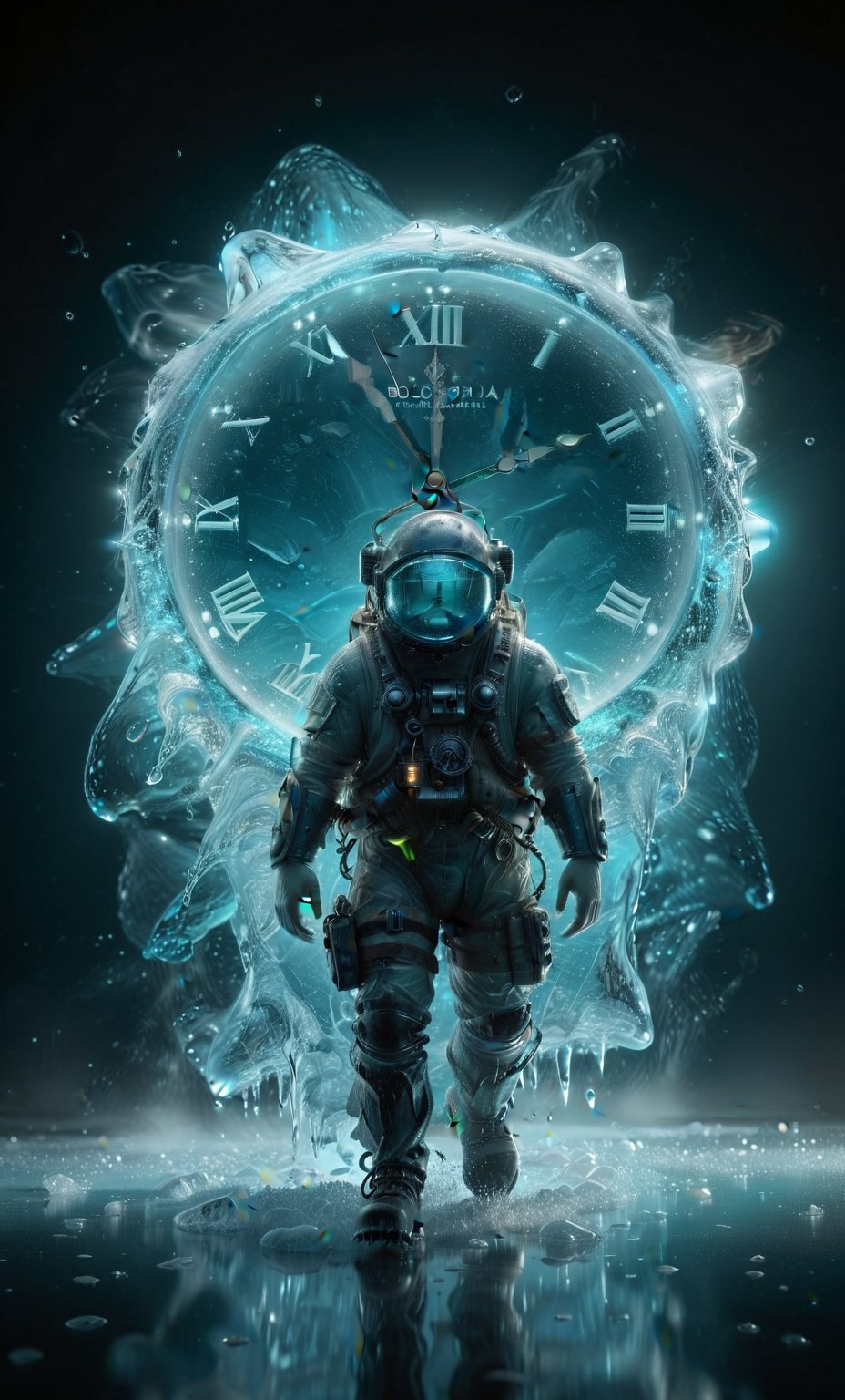 Time traveler, arriving in a bioluminescent past era. 
glow
photography. Natural geographic photo. Hyper-realistic, 16k resolution, intricate details.
(masterpiece, award winning artwork)
many details, extreme detailed, full of details,
Wide range of colors, high Dynamic

sss, translucent, subsurface, scattering ice, 
 ,ice,More Reasonable Details