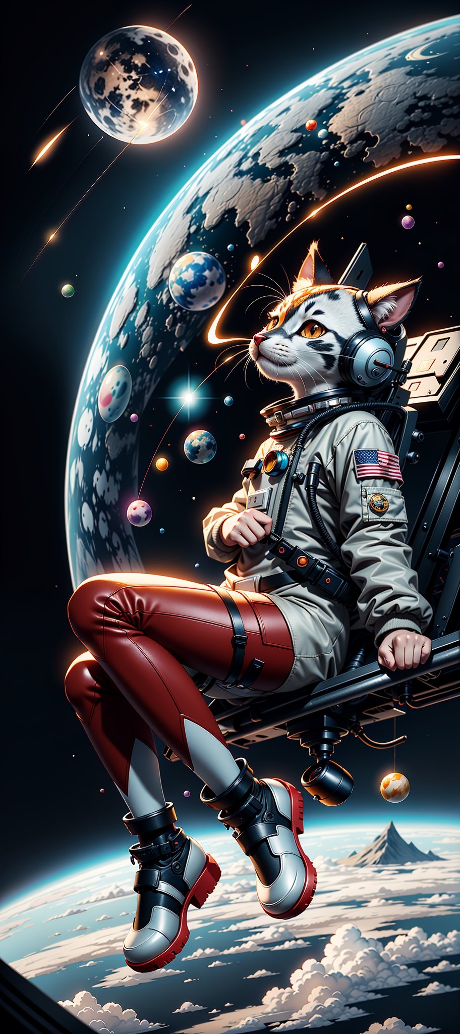a cat girl astronaut exploring the cosmos, floating among planets and stars, high quality detail, ((intricate detail)), complex illustration, high contrast, intricate background detail
masterpiece, best quality,   ((anime screencap)), studio ghibli style,bofKatt,Sexy Women ,More Detail,Red facial marks,COLLAR,TAIL