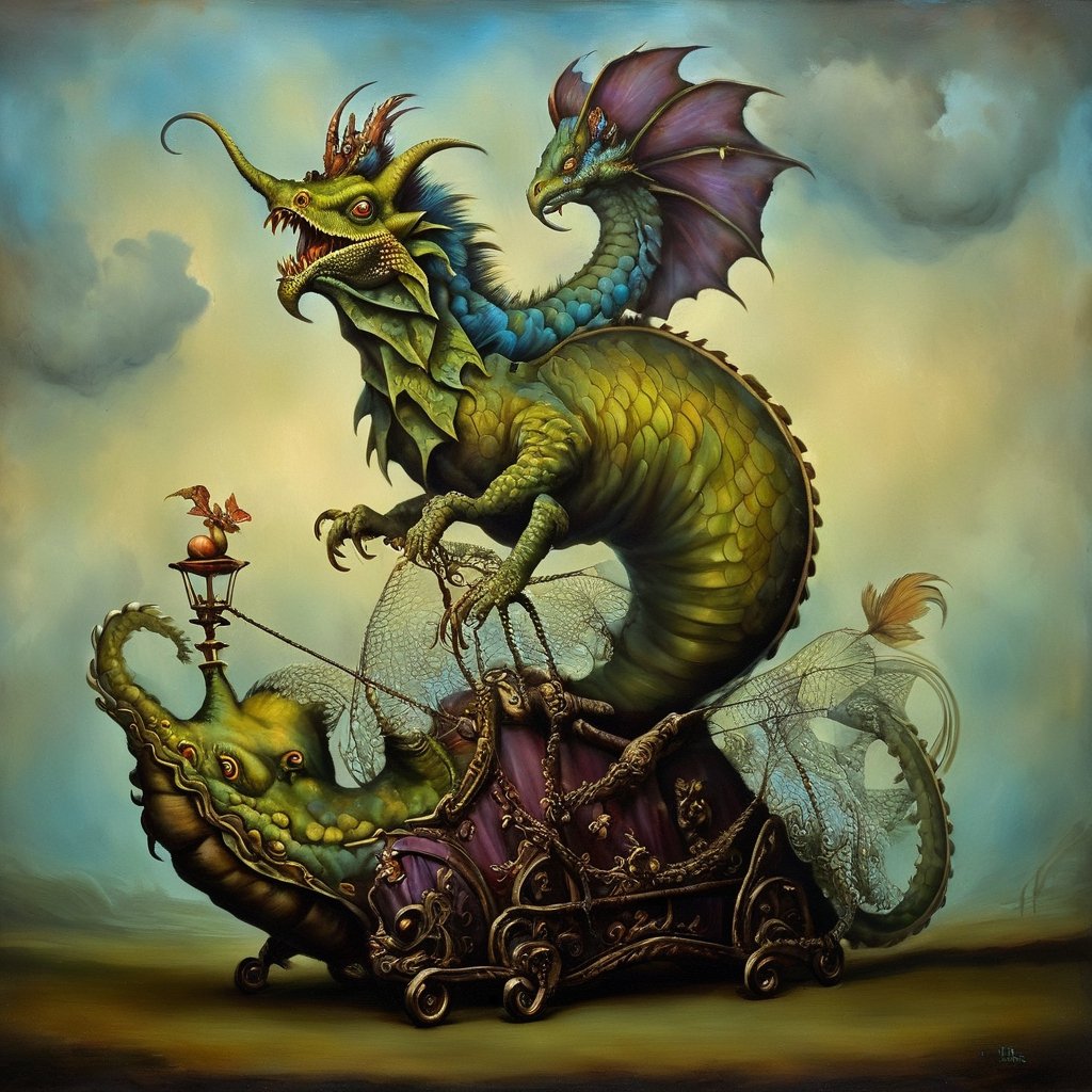 basilisk, in the style of esao andrews, baroque