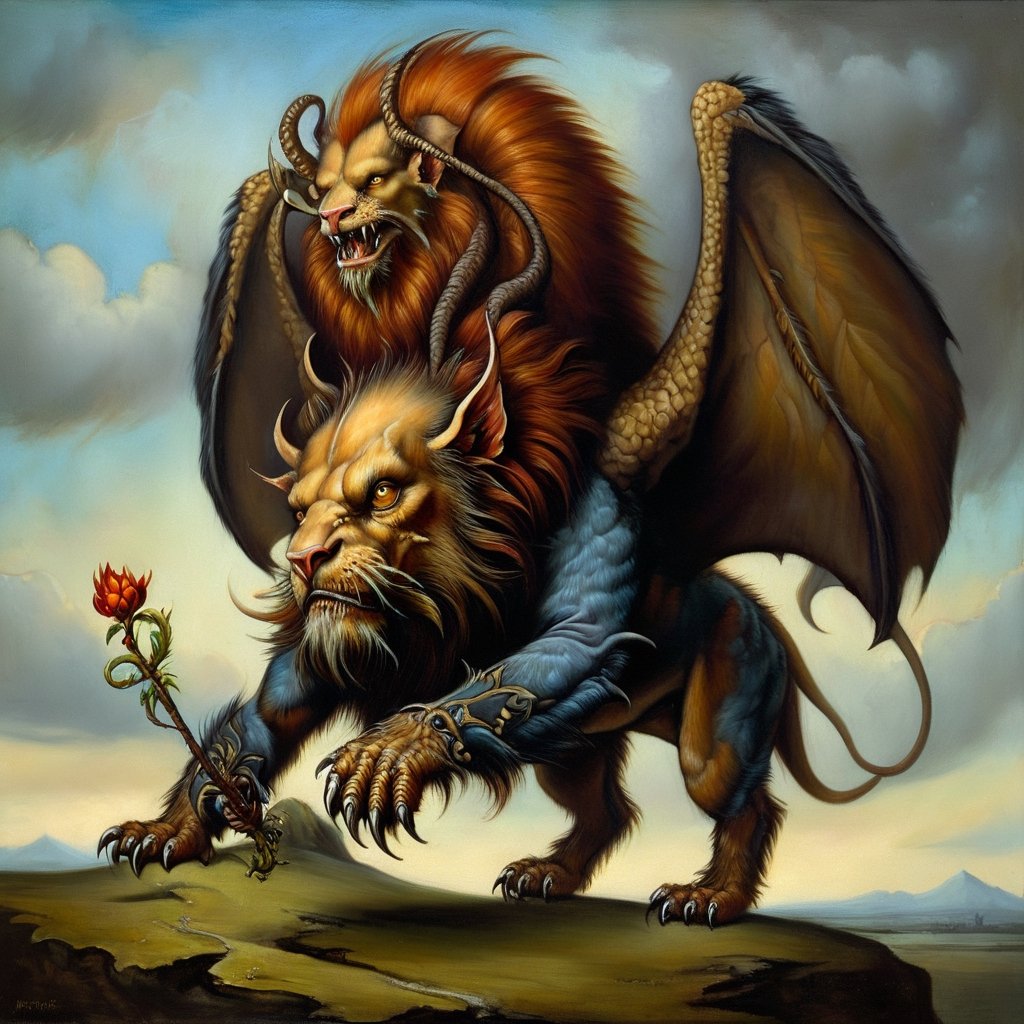 manticore, in the style of esao andrews, baroque