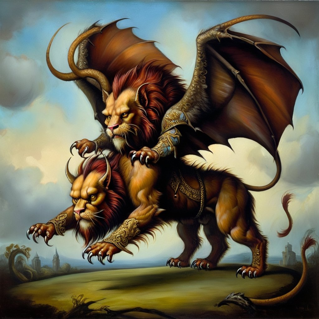 manticore, in the style of esao andrews, baroque