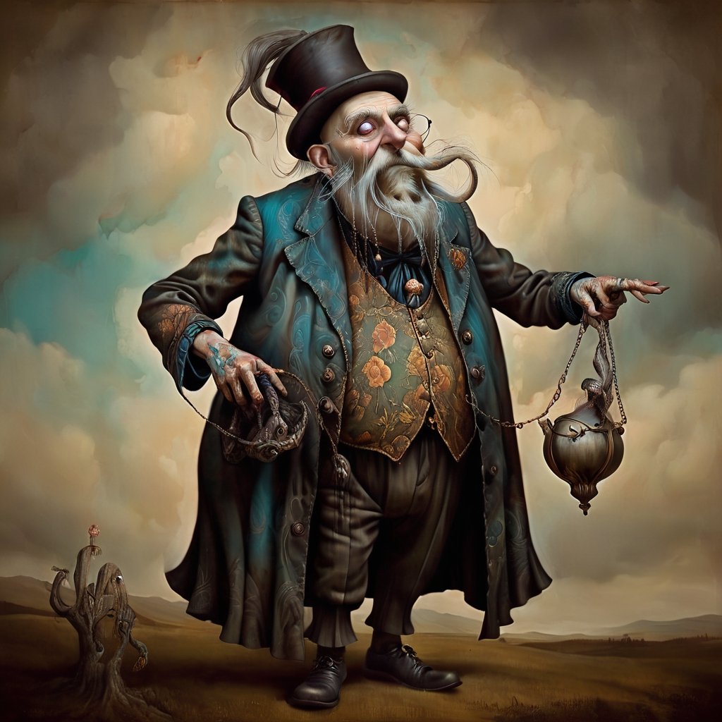 old_man, in the style of esao andrews, baroque, gothic, full figure