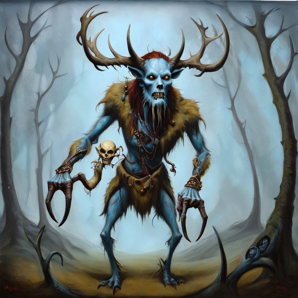 wendigo, in the style of esao andrews