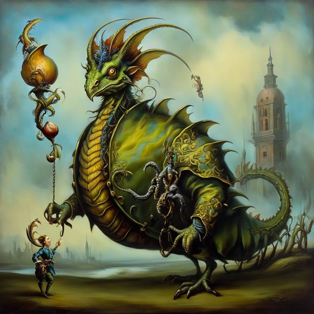 basilisk, in the style of esao andrews, baroque