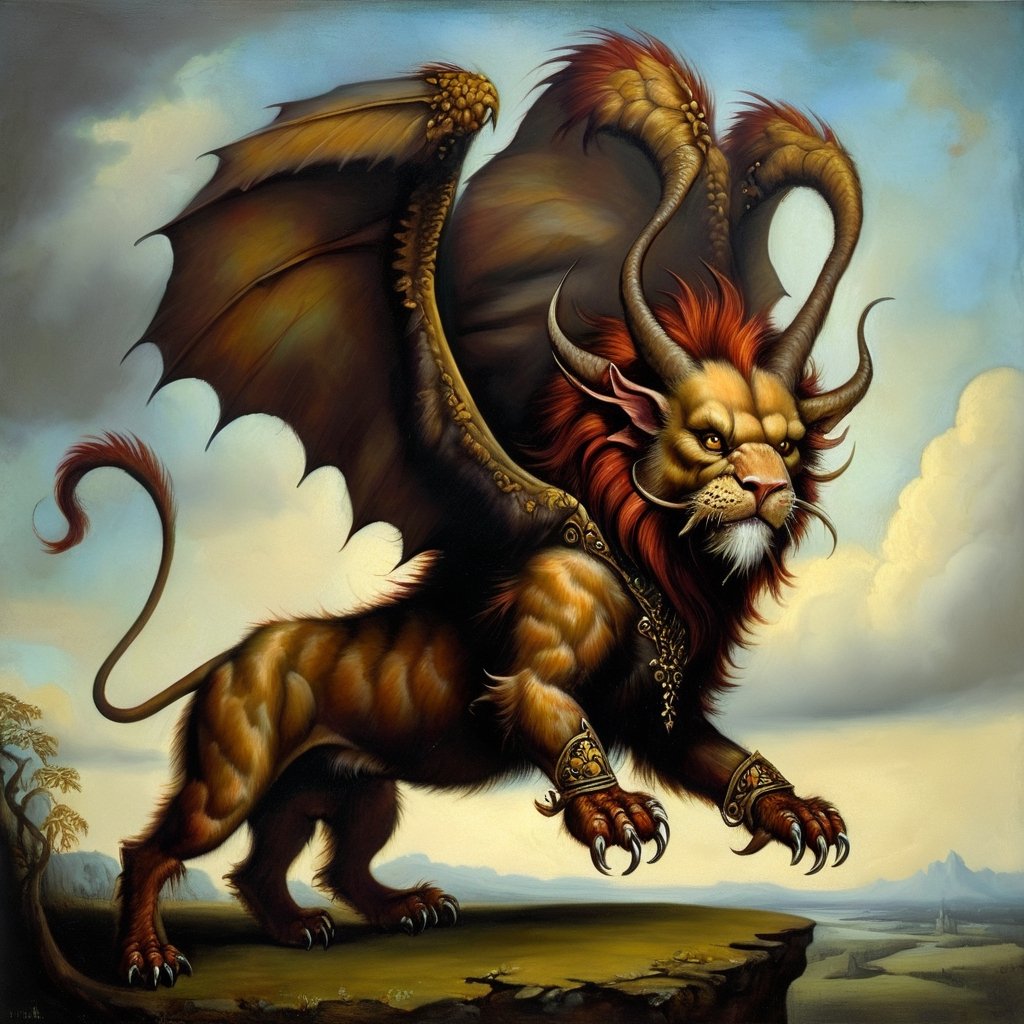 manticore, in the style of esao andrews, baroque