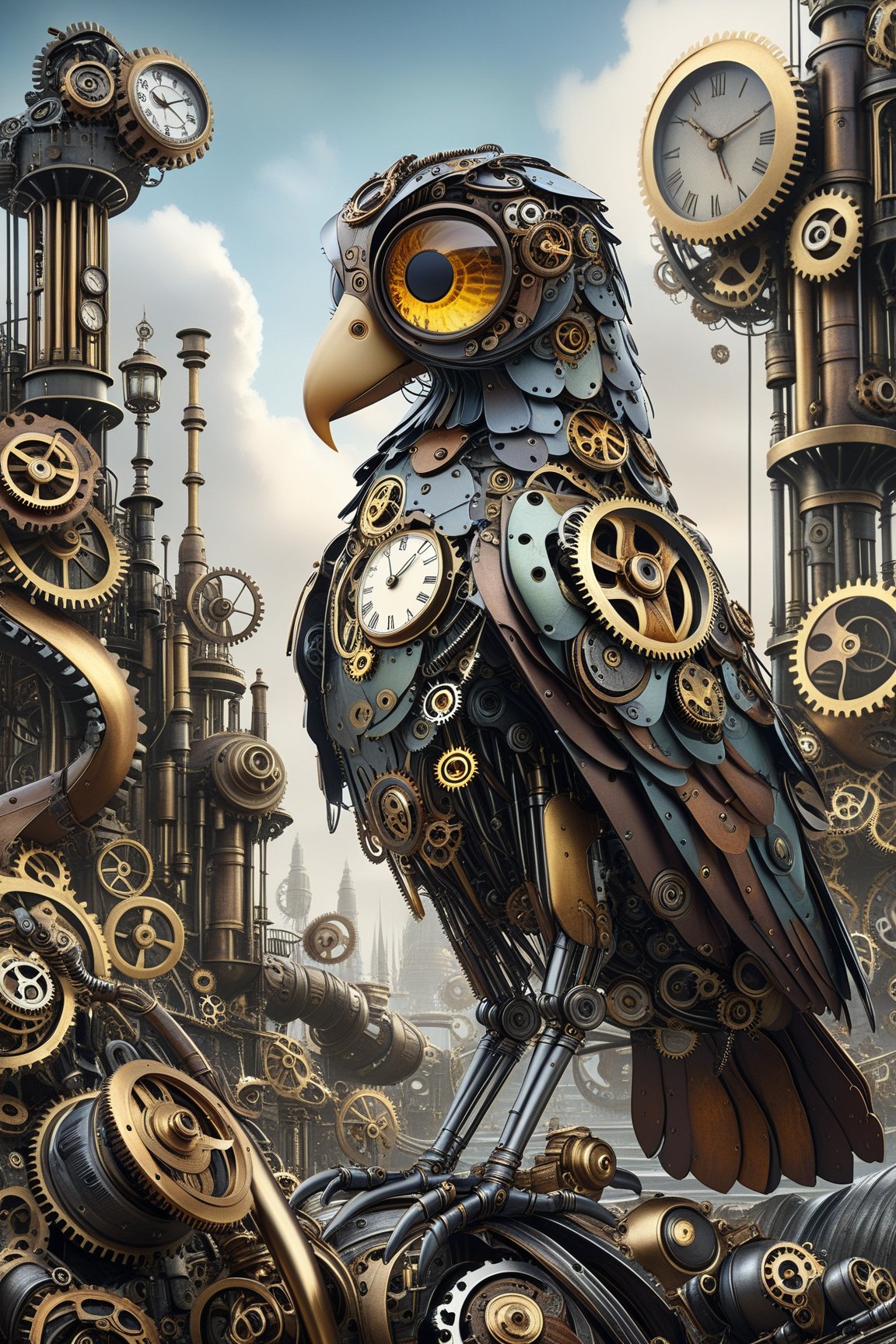 create a beautiful magical steampunk fantasy scene where you can evidence a violi.,.Mechanical,DonMSt34mPXL