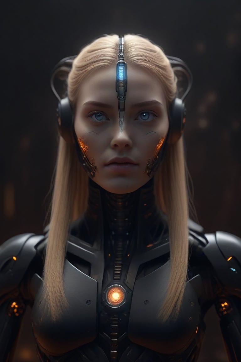 A techno-witch, cyborg, robotic face, star trek borg, long blonde hair, fully connected to cables, in a fighting pose, standing inside a dark cave.  full body. Medium distance. High detail. Hyper realistic.  cinematic lighting. full body, Cyber Necros,medium distance.DonMCyb3rN3cr0XL ,Masterpiece,DonMCyb3rN3cr0XL ,Techno-witch,<lora:659095807385103906:1.0>