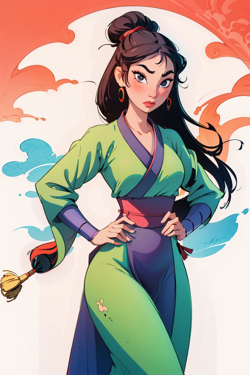 sexy girl, ((mulan)), (sexy), (curvy body),(blushing), (shy),
night background