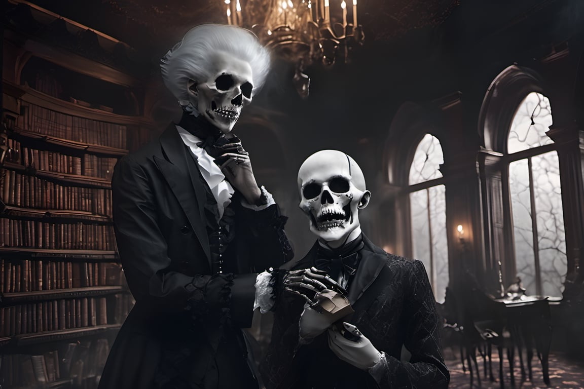 (masterpiece a Ghoul studying a crystall ball: 1.9)), necrophagous outfit: 1.2), (bandages: 1.5)), (best quality, ultra detailed, digital art: 1.37), [[Halloween Atmosphere: 1.9)), (Victorian Library background:1.5)]] masterpiece, high quality, cartoon,  high definition, super detailed, (Natural Light,, High contrast, defined blacks, silk, HDR