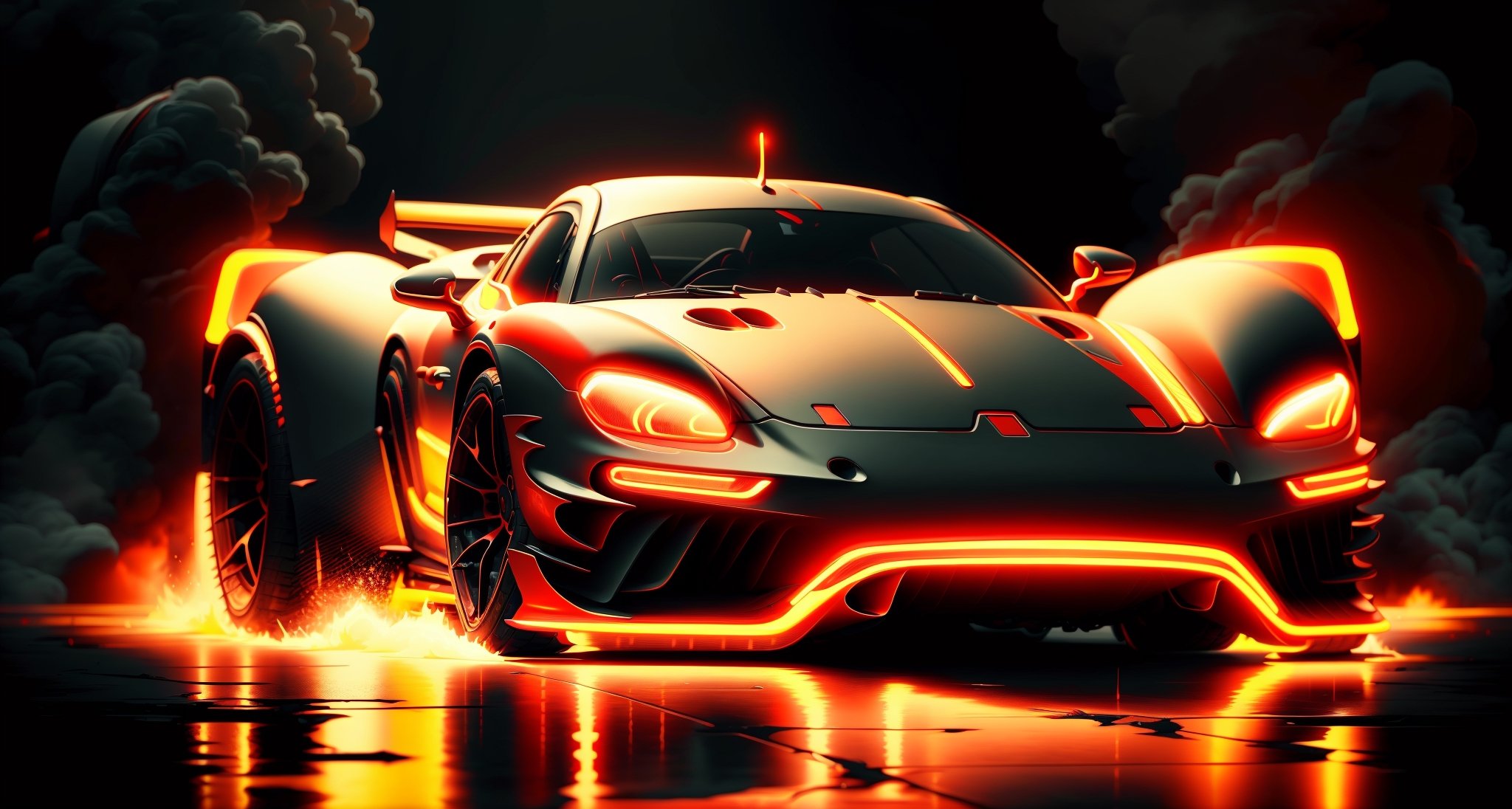 Full of action scenes, Neon RED PORSCHE race car wide body race stripesstrong lighting, Dynamic camera angles, cinema experience, fast paced sport, drama composition, bright colors, High-resolution visuals, dramatic storytelling, wide format cinema lens, immersive atmosphere
,MagmaTech