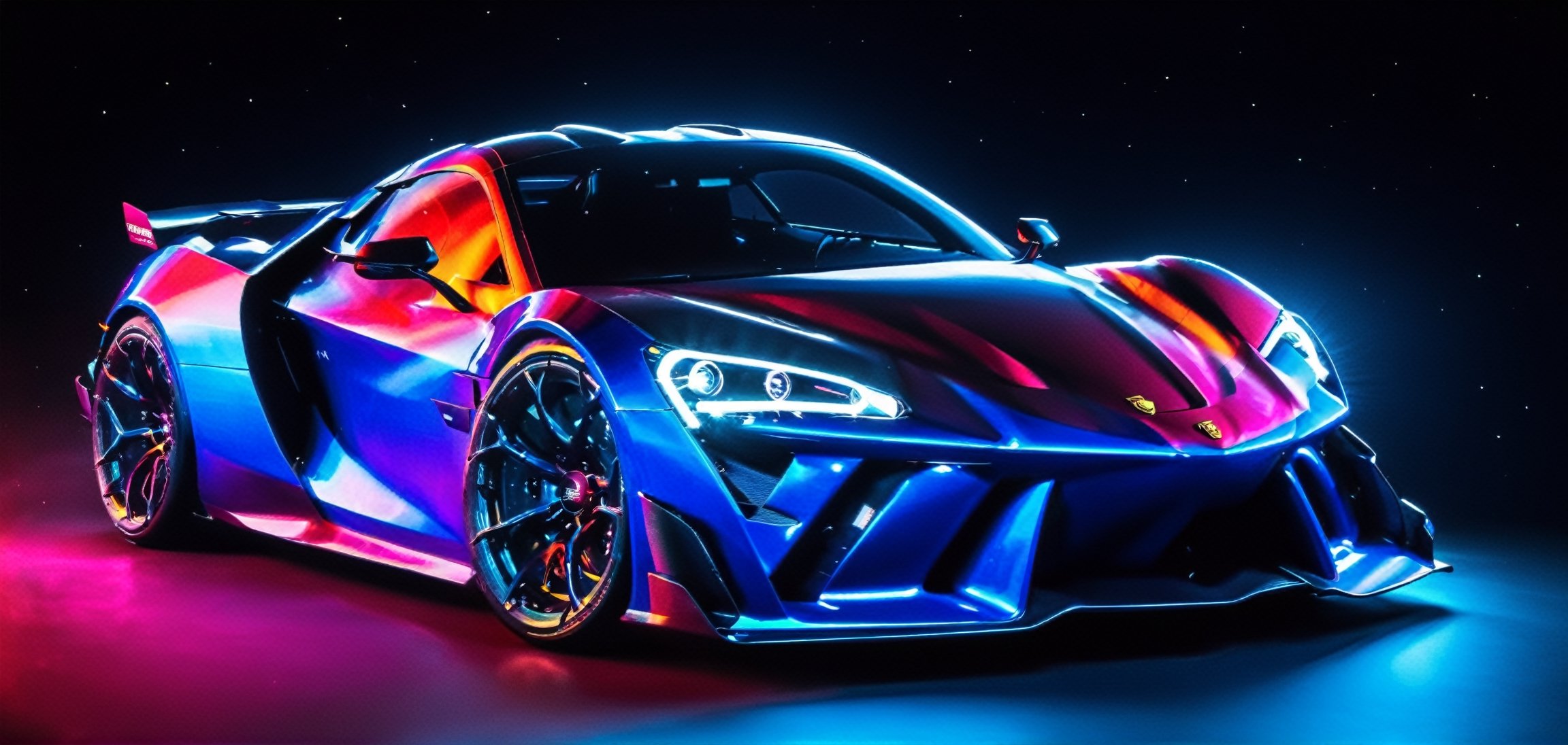 ultra-detailed, 8K), Futuristic hyper-car/supercar, dreamlikeart, galaxy, outer space, nebula, star, [cyberpunked] race car with race livery wide body kit,( neon glowing ring in tiers), street racing-inspired, Drifting inspired, LED, ((Twin headlights)), (((Bright neon color racing stripes))), (Black racing wheels), Wheel spin showing motion, Show car in motion, Burnout, wide body kit, modified car, racing livery, realistic, ultra highres, (full dual colour neon lights:1.2), (hard dual color lighting:1.4), (detailed background), (ultra detailed), intricate, comprehensive cinematic, magical photography, (gradients), glossy, Night with galaxy sky, Fast action style, fire out of tail pipes, Sideways drifting in to a turn, Neon galaxy metalic paint with race stripes, GTR Nismo, NSX, Porsche, Lamborghini, Ferrari, Bugatti, Ariel Atom, BMW, Audi, Mazda, Toyota supra, Lamborghini Aventador, aesthetic, intricate, realistic, Neon Paint, streaks of fire, (((depth of field))), cinematic lighting, cinematic lighting, speed lines, (masterpiece), best quality, masterpiece, best quality, (masterpiece:1.2), (best quality)
,neon style,dc100