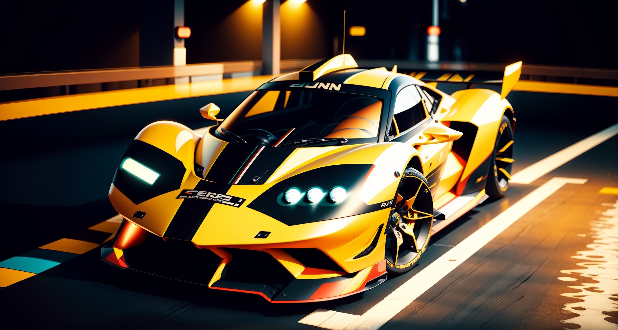The cool sports car is a symbol of speed and power,It has a streamlined body design,Striking look and dynamic lines, 3D octane render conceptart, Houdini VFX, art nouveau ferarri car, rolands zilvinskis 3d render art, Neon le lemans hypercar,vehicle,car WEC,endurance race car,race car,race car with livery Cars race on the village circuit during the day,A mouthful of blood and speed。",dark studio, rim lighting, race stripes neon lighting, Dynamic camera angles, cinema experience, fast paced sport, drama composition, bright colors, High-resolution visuals, dramatic storytelling, wide format cinema lens, immersive atmosphere
,MagmaTech