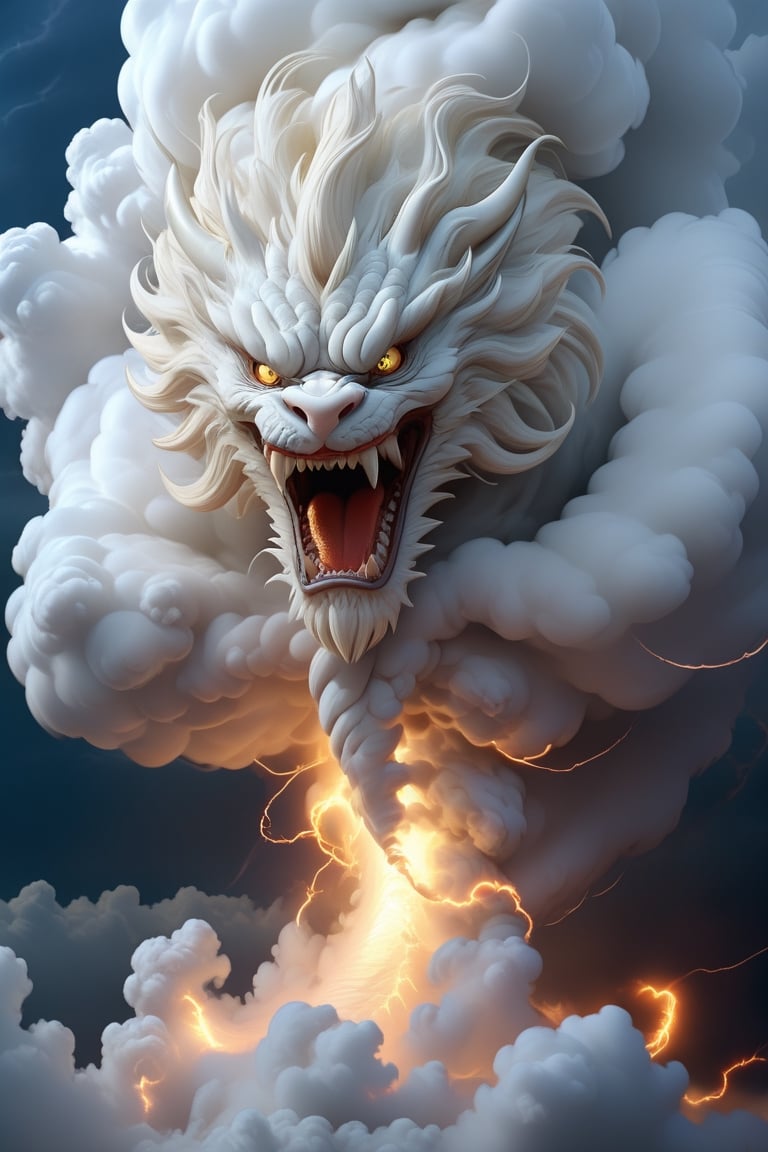 huge dragon cloud, storm, swirl cloud, funnel cloud, dragon-shaped cloud, tornado, thunder, mysterious, lightning, mythical clouds,,,<lora:659095807385103906:1.0>