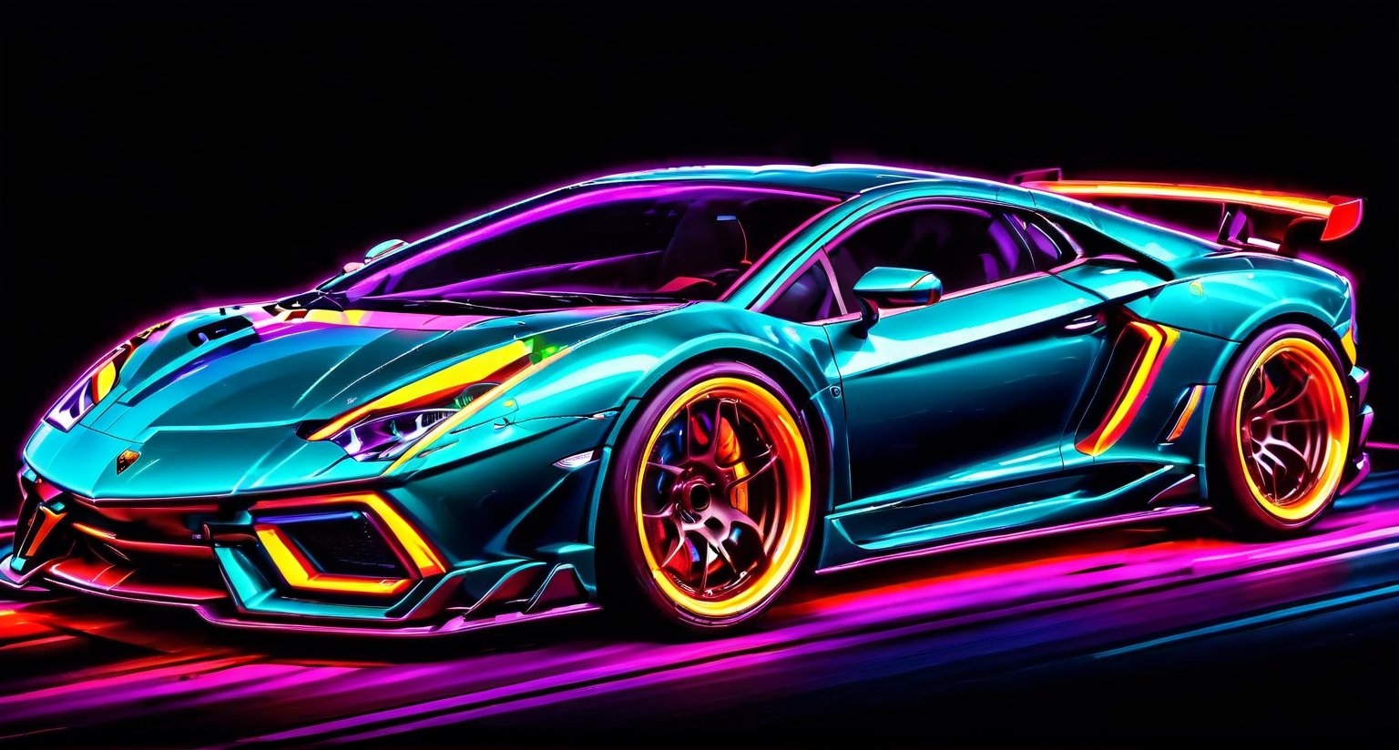 
ultra-detailed, 8K), race car, street racing-inspired, Drifting inspired, LED, ((Twin headlights)), (((Bright neon color racing stripes))), (Black racing wheels), Wheel spin showing motion, Show car in motion, Burnout, wide body kit, modified car, racing livery, realistic, ultra highres, (full dual colour neon lights:1.2), (hard dual color lighting:1.4), (detailed background), (ultra detailed), intricate, comprehensive cinematic, magical photography, (gradients), glossy, Night with galaxy sky, Fast action style, fire out of tail pipes, Sideways drifting in to a turn, Neon galaxy metalic paint with race stripes, GTR Nismo, NSX, Porsche, Lamborghini, Ferrari, Bugatti, Ariel Atom, BMW, Audi, Mazda, Toyota supra, Lamborghini Aventador, aesthetic, intricate, realistic, Neon Paint, streaks of fire, (((depth of field))), cinematic lighting, cinematic lighting, speed lines, (masterpiece), best quality, masterpiece, best quality, (masterpiece:1.2), (best quality)
,neon,photorealistic,H effect,c_car,night city,DonML4zrP0pXL