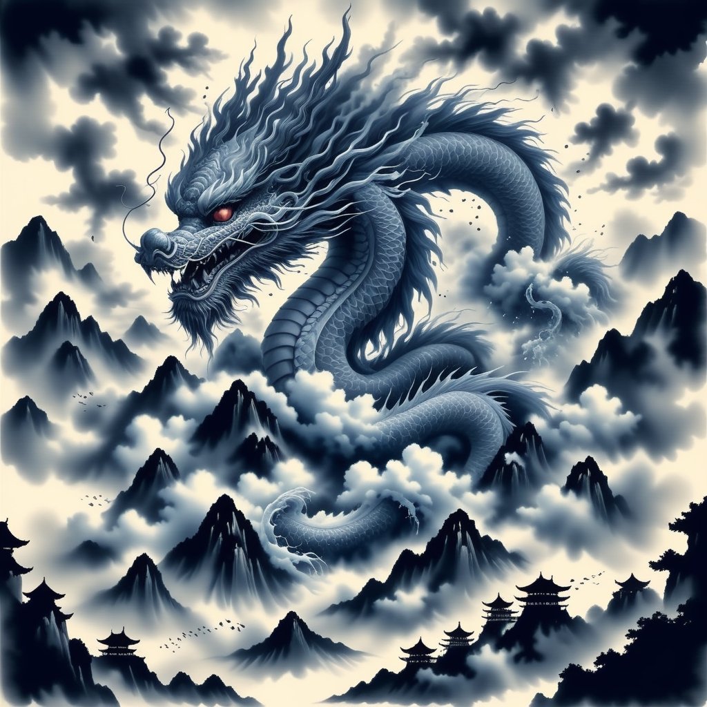 1dragon, cloud dragon, Japanese castle, ink painting, dragon dance, kaijyu, ,japanese art,,baby dragon,1dragon girl,ink ,<lora:659095807385103906:1.0>,1girl,<lora:659095807385103906:1.0>
