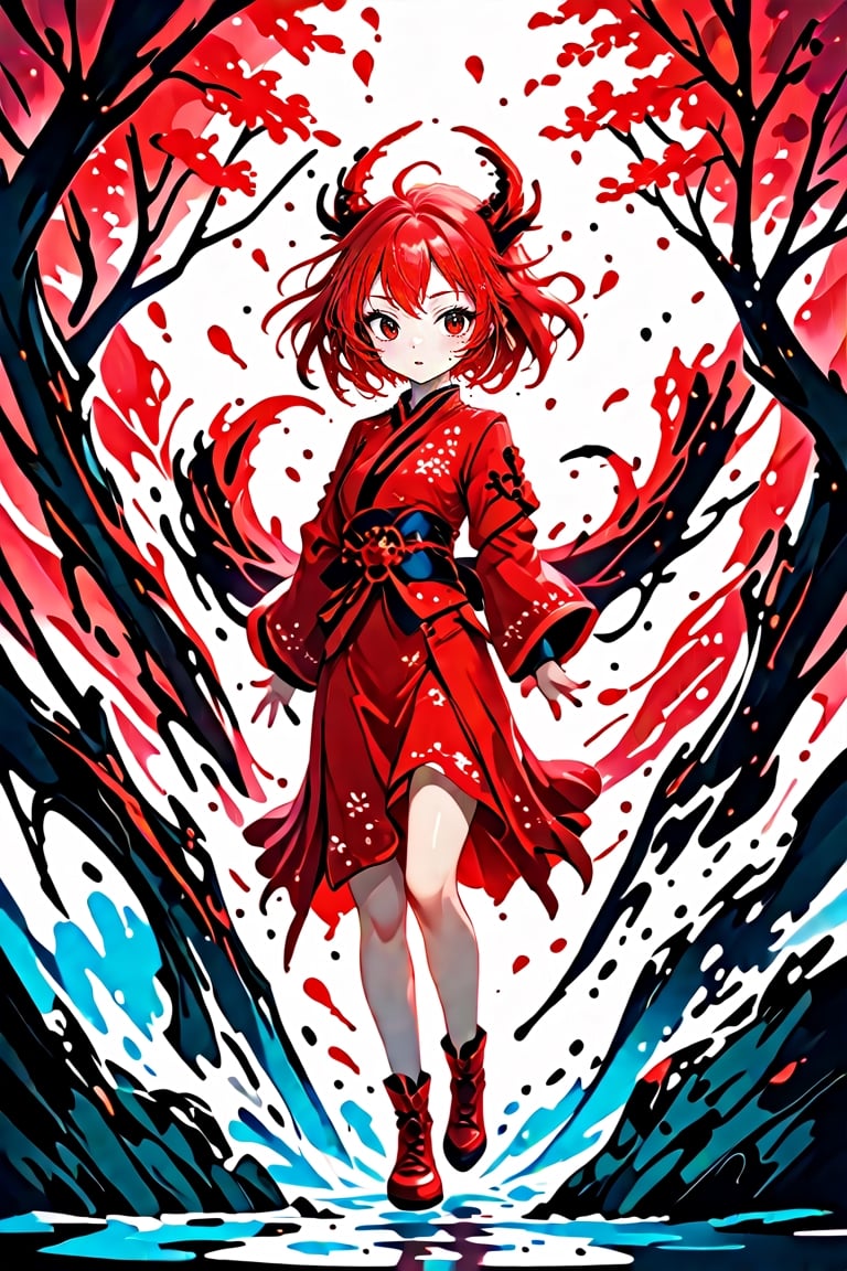 stylized inkpainting and digital anime painting, eastern dragon, ink painting, 1dragon girl, weaing a cheongsam red armored dress, ray tracing, 8k, realistic, masterpiece, best quality,aesthetic,1dragon girl,dragon,,,,,(insane beautiful cherry blossom trees backgournd:1.4),(splash playing cherry blossom petals background:1.4), ,,<lora:659095807385103906:1.0>