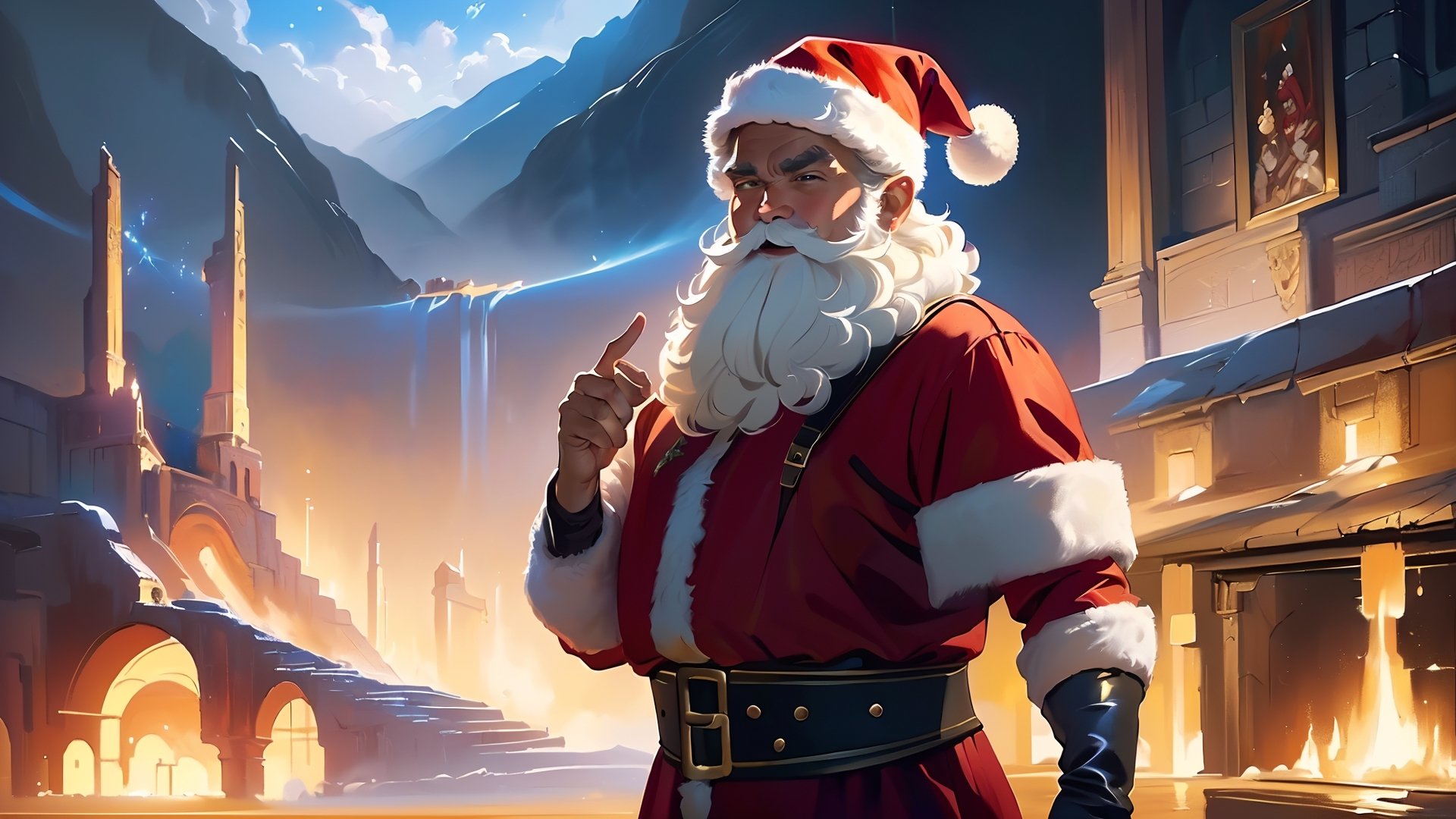 (Santa's Unexpected Side theme:1.3),
(Santa's evil plan:1.3),(bad face:1.3), (fantasy:1.5), (amazing:1.5 ), (fantastic:1.5), (insanely beautiful scenic:1.5), (stylish oil painting and digital paiting: 1.5 ), (digital anime illustration :1.5), (ultradetailed:1.5),(hyper sharp:1.3),(best quality:1.3),(masterpiece:1.3),IncrsAnyasHehFaceMeme,Santa Claus