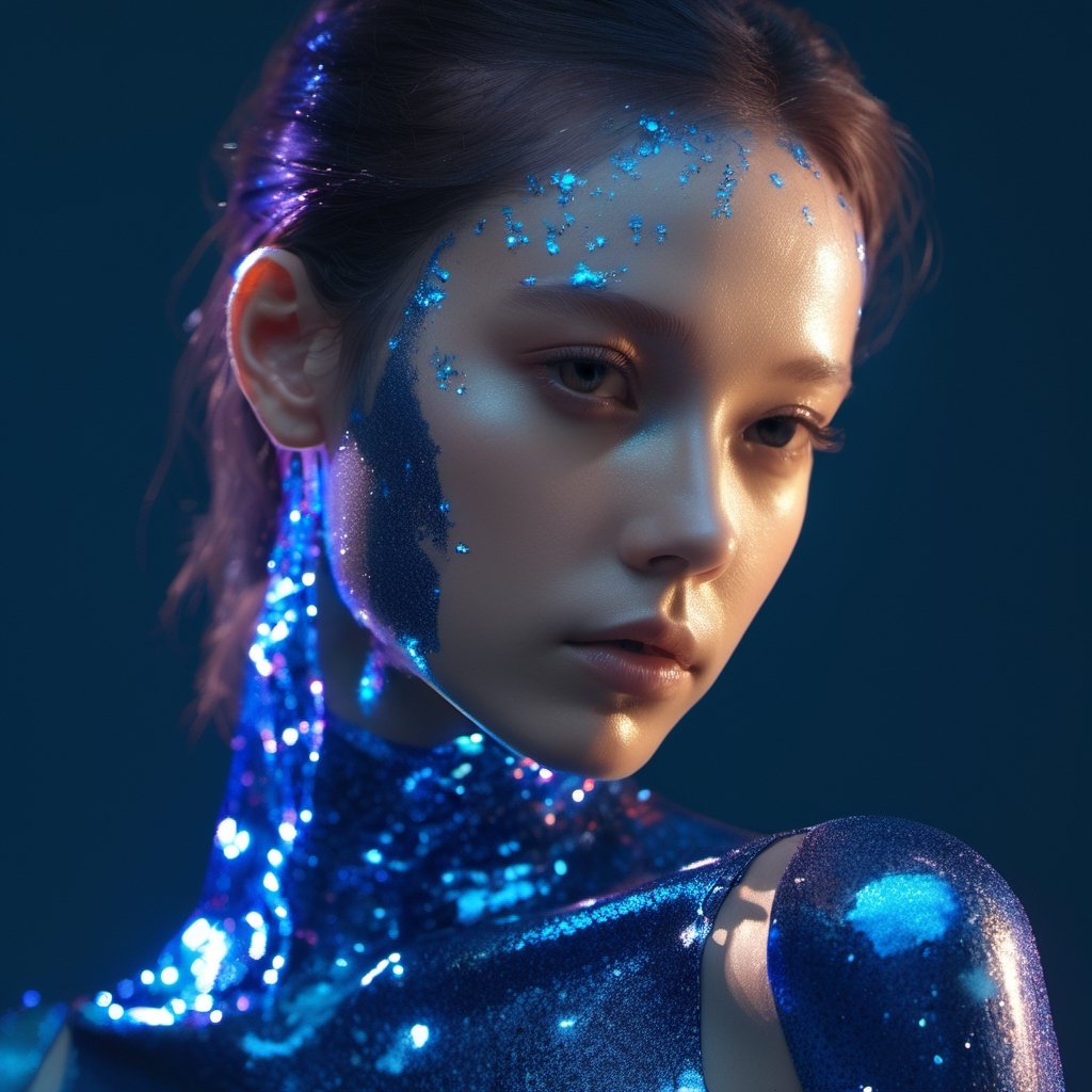 android girl, Powerful, Art Hoe, Flexography, landscape, Simulation, 100mm, items, azure colors, Meatcore, sparkly s lighting, Realistic skin tones, dramatic chiaroscuro lighting, portrait photography, 4k