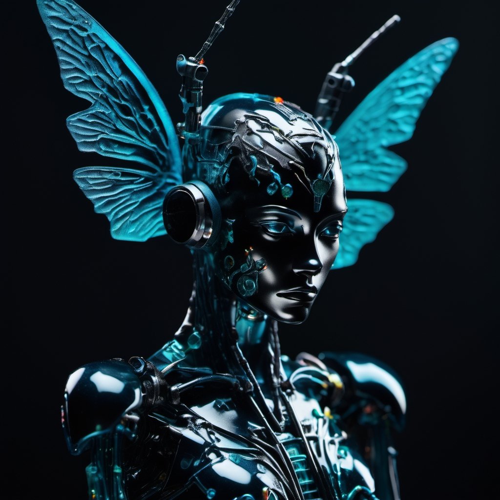 cruel fairies, Vibrant, Colourful Black, drawing, Polaroid, Substance 3D, Contrasty, figurine, aquamarine colors, Meatcore, accent lighting, 16-bit,cyborg style