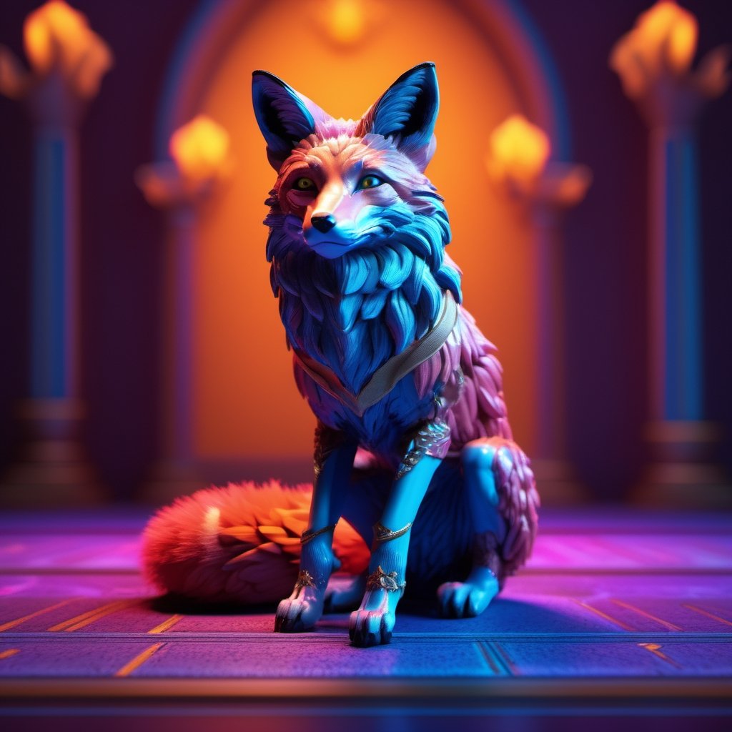 fox, small, Baroque, Furry, DSLR, CGsociety, Contrasty, game asset, loud colors, Meatcore, fluorescent lighting, 4K