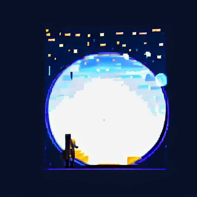 round frame, ,	 SILHOUETTE LIGHT PARTICLES,glass,Science Fiction,PixelArt