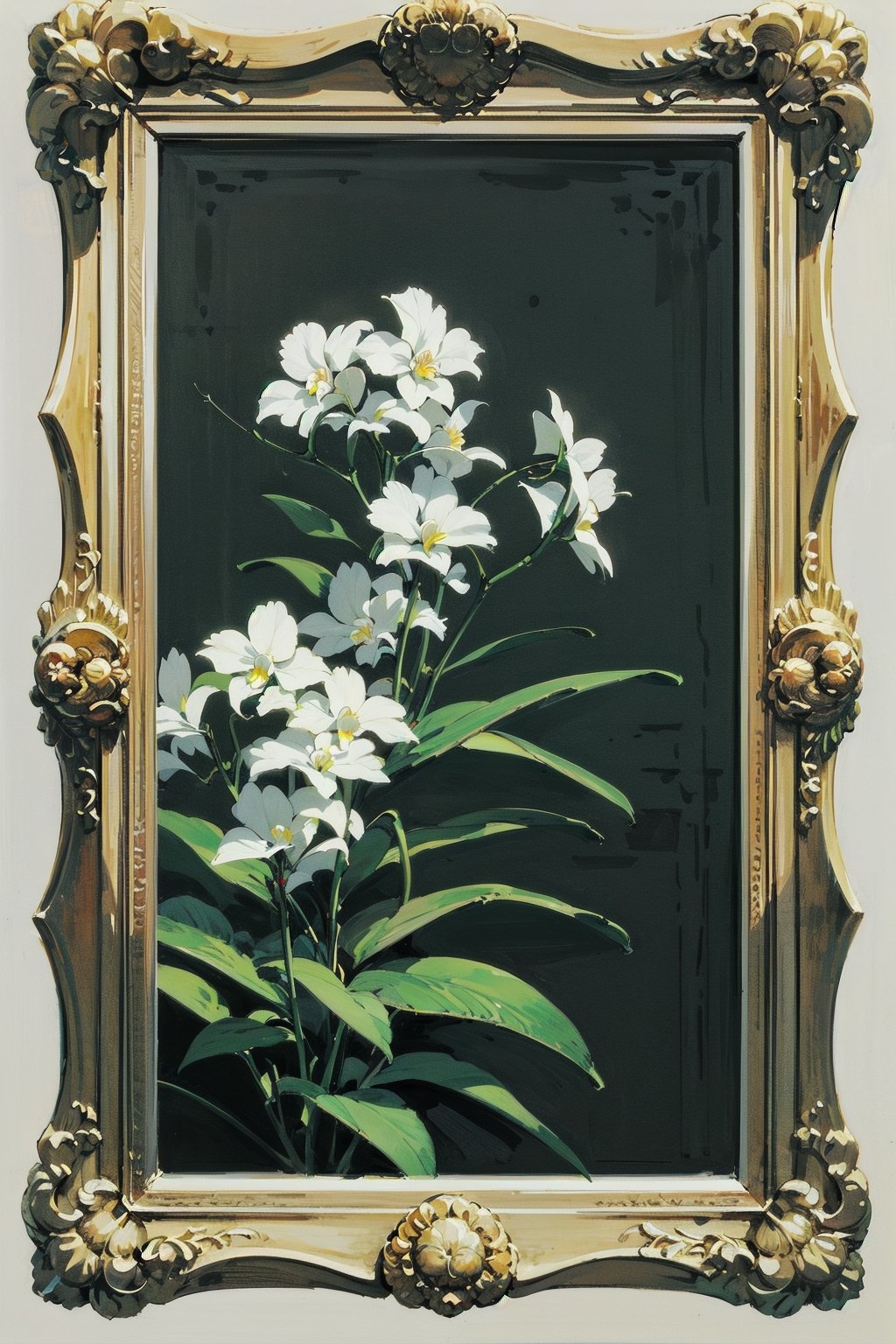 (masterpiece, top quality), background with white orchids, no person
