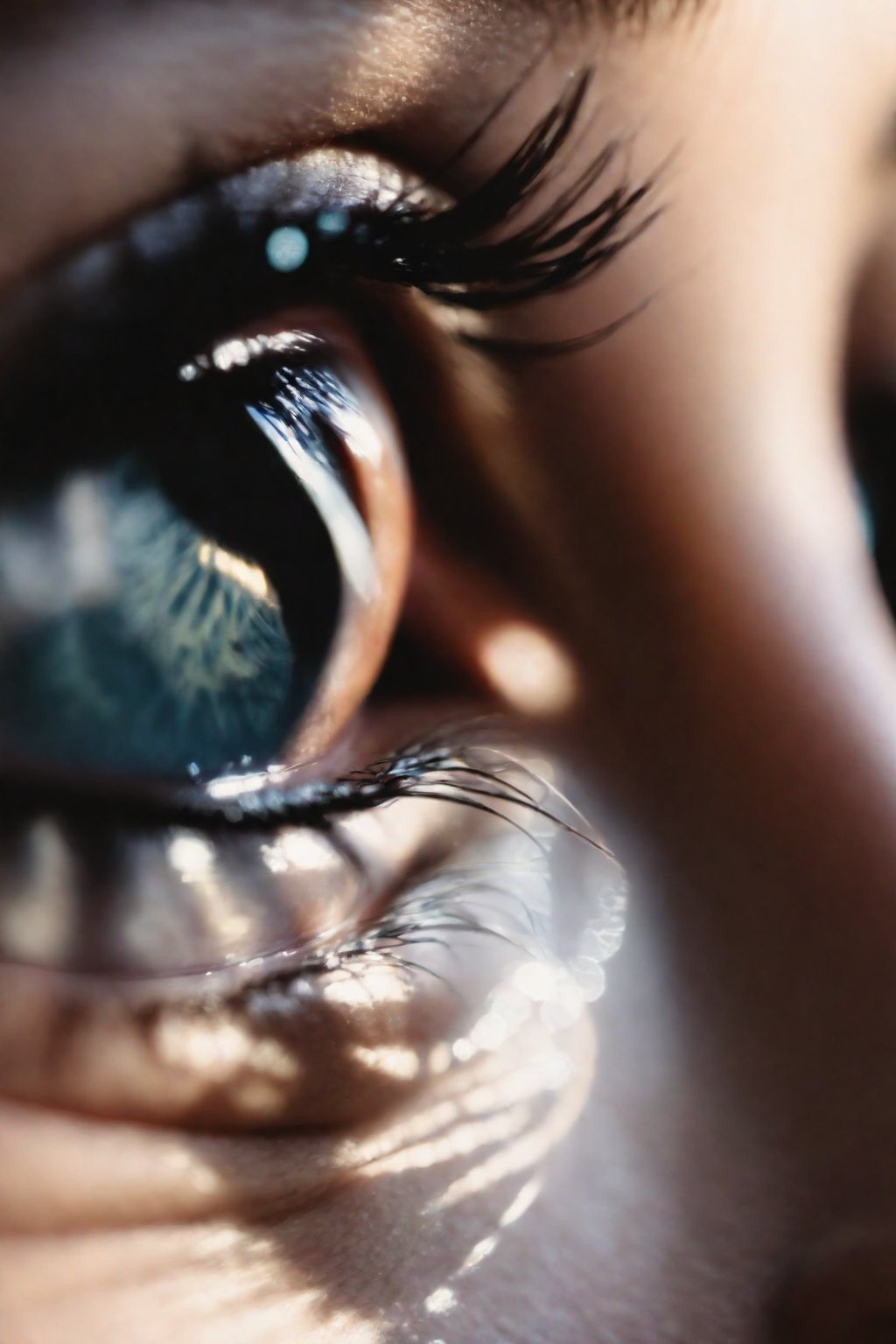 Extreme close up of a 24 year old woman’s eye blinking, standing in Marrakech during magic hour, cinematic film shot in 70mm, depth of field, vivid colors, cinematic