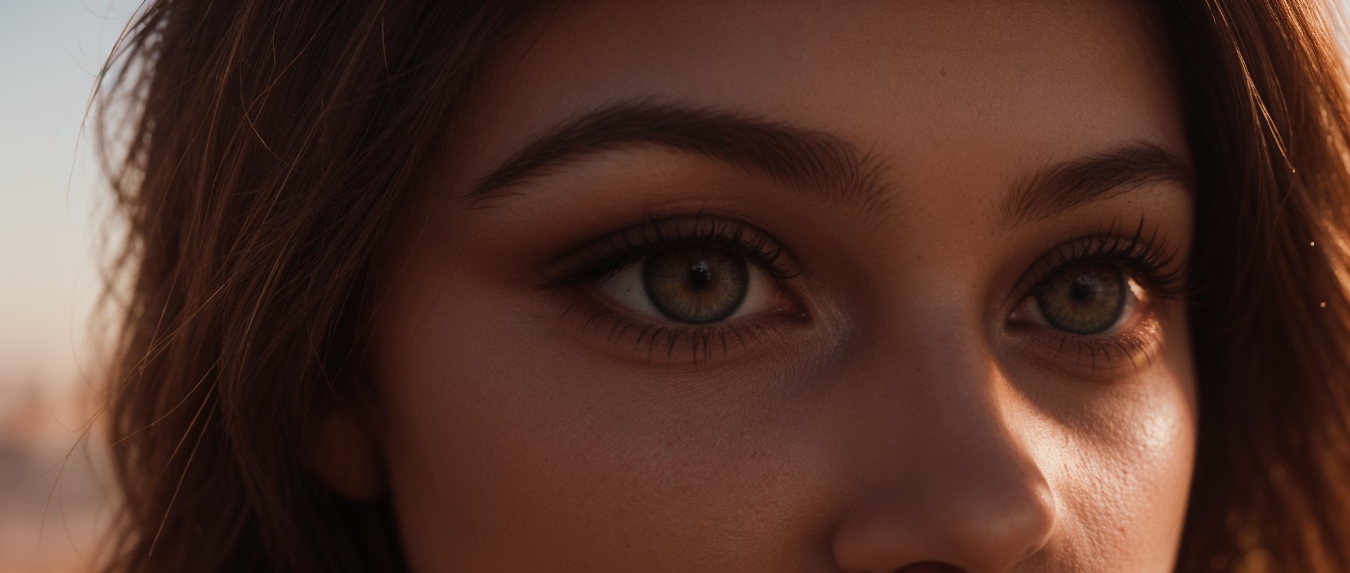 Extreme close up of a 24 year old woman’s eye blinking, standing in Marrakech during magic hour, cinematic film shot in 70mm, depth of field, vivid colors, cinematic,photorealistic,Masterpiece