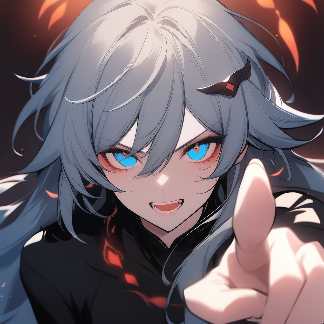 [[fu hua (phoenix)(honkai impact 3rd)]], nai3, 1girl, solo, artstyle,
looking at viewer,  open mouth,(( teeth, pointing at viewer)),(((writing"your soul is mine")))