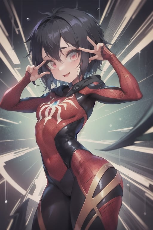 8k resolution, high resolution, masterpiece, intricate details, highly detailed, HD quality, solo, loli, short stature, little girls, only girls, dark background, rain, scarlet moon, crimson moon, moon, moon on the background, science fiction, science fiction city, red neon,

Peni Parker.red eyes.shining scarlet eyes.shining eyes.black hair.short haircut.slim build.teenage girl.Spiderman.Marvel.superhero.young woman.slim build.the red web.tight-fitting suit.black and red clothes.black spider print on the chest.black spider emblem.spider print.black print.hood.stretched hood.cheked smile.funny expression.fighting pose,

focus on the whole body, the whole body in the frame, the body is completely in the frame, the body does not leave the frame, detailed hands, detailed fingers, perfect body, perfect anatomy, wet bodies, rich colors, vibrant colors, detailed eyes, super detailed, extremely beautiful graphics, super detailed skin, best quality, highest quality, high detail, masterpiece, detailed skin, perfect anatomy, perfect body, perfect hands, perfect fingers, complex details, reflective hair, textured hair, best quality,super detailed,complex details, high resolution,

,AGGA_ST011,ChronoTemp ,illya,Star vs. the Forces of Evil ,Captain kirb,jtveemo,JCM2,Mrploxykun,Gerph ,Jago,Overlord,Artist,penini,C7b3rp0nkStyle