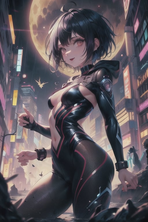 8k resolution, high resolution, masterpiece, intricate details, highly detailed, HD quality, solo, loli, short stature, little girls, only girls, dark background, rain, scarlet moon, crimson moon, moon, moon on the background, science fiction, science fiction city, red neon,

Peni Parker.red eyes.shining scarlet eyes.shining eyes.black hair.short haircut.slim build.teenage girl.Spiderman.Marvel.superhero.young woman.slim build.the red web.tight-fitting suit.black and red clothes.black spider print on the chest.black spider emblem.spider print.black print.hood.stretched hood.cheked smile.funny expression.fighting pose,

focus on the whole body, the whole body in the frame, the body is completely in the frame, the body does not leave the frame, detailed hands, detailed fingers, perfect body, perfect anatomy, wet bodies, rich colors, vibrant colors, detailed eyes, super detailed, extremely beautiful graphics, super detailed skin, best quality, highest quality, high detail, masterpiece, detailed skin, perfect anatomy, perfect body, perfect hands, perfect fingers, complex details, reflective hair, textured hair, best quality,super detailed,complex details, high resolution,

,AGGA_ST011,ChronoTemp ,illya,Star vs. the Forces of Evil ,Captain kirb,jtveemo,JCM2,Mrploxykun,Gerph ,Jago,Overlord,Artist,penini,C7b3rp0nkStyle,High detailed 