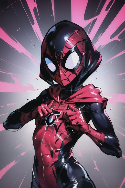 8k resolution, high resolution, masterpiece, intricate details, highly detailed, HD quality, solo, loli, short stature, little girls, only girls, dark background, rain, scarlet moon, crimson moon, moon, moon on the background, science fiction, science fiction city, red neon, blood red neon, burgundy red neon,

Black spider-man mask.red lenses.shining scarlet lenses.shiny lenses.slim build.teenage girl. Spider-Man.Miracle.a superhero.slim build.the red web.tight-fitting suit.black and red clothes.red spider print on the chest.the emblem of the red spider.spider print.red print.hood.stretched hood.fighting pose.spider pose.superhero pose,

focus on the whole body, the whole body in the frame, the body is completely in the frame, the body does not leave the frame, detailed hands, detailed fingers, perfect body, perfect anatomy, wet bodies, rich colors, vibrant colors, detailed eyes, super detailed, extremely beautiful graphics, super detailed skin, best quality, highest quality, high detail, masterpiece, detailed skin, perfect anatomy, perfect body, perfect hands, perfect fingers, complex details, reflective hair, textured hair, best quality,super detailed,complex details, high resolution,

,Overlord,neon palette,JCM2,midjourney,horror,War of the Visions  ,Artist