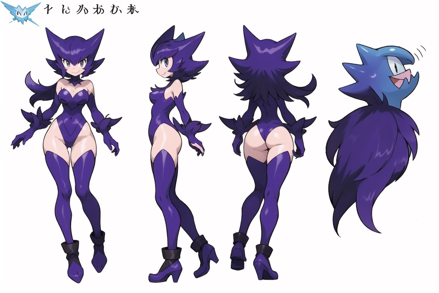 multiple views, Model sheet, masterpiece, best quality, looking at viewer, sugimori ken \(style\), {big milkers} (full body), 1girl,  {{{ Haunter Pokemon Anime, Haunter Pokemon, floating, girl, pokemon \(creature\), alone, smiling, looking at viewer, cemetery,  }}}, semi-nude, mom and daughter, 1girl, {White background} <<big milkers>> SMAce, masterpiece, best quality, masterpiece, {{illustration}}, {best quality}, {{hi res}},